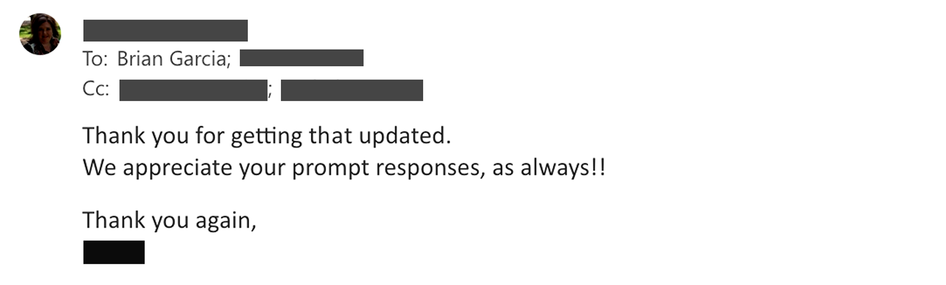 A Business Coordinator for Texas A&M AgriLife CC'ing high-level/doctoral leadership in her reply.