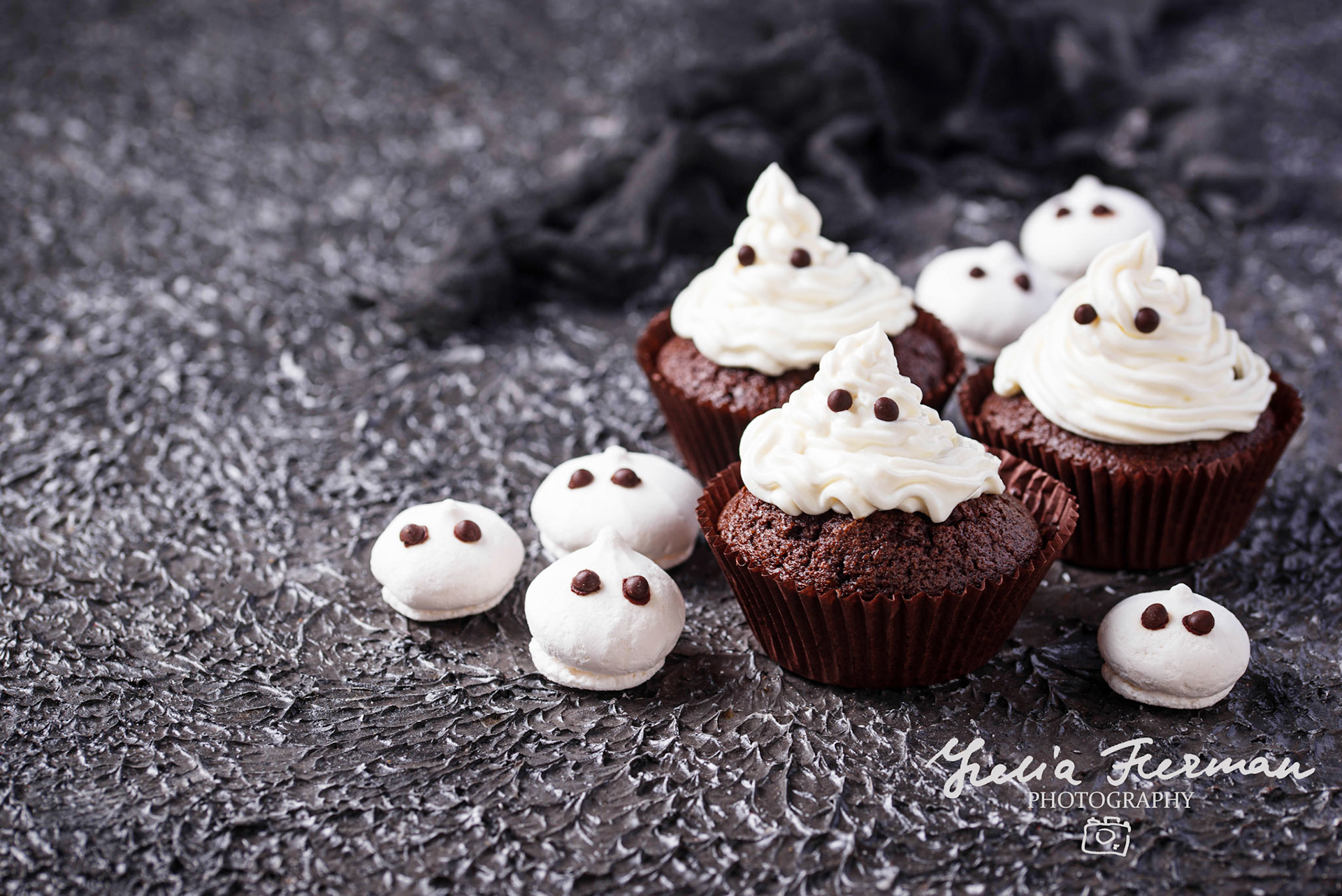 Cupcake in shape of ghost. Halloween treat for children party