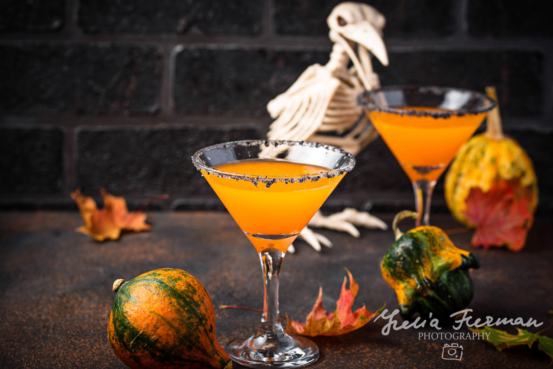 Halloweens pumpkin martini cocktail. Drink for party