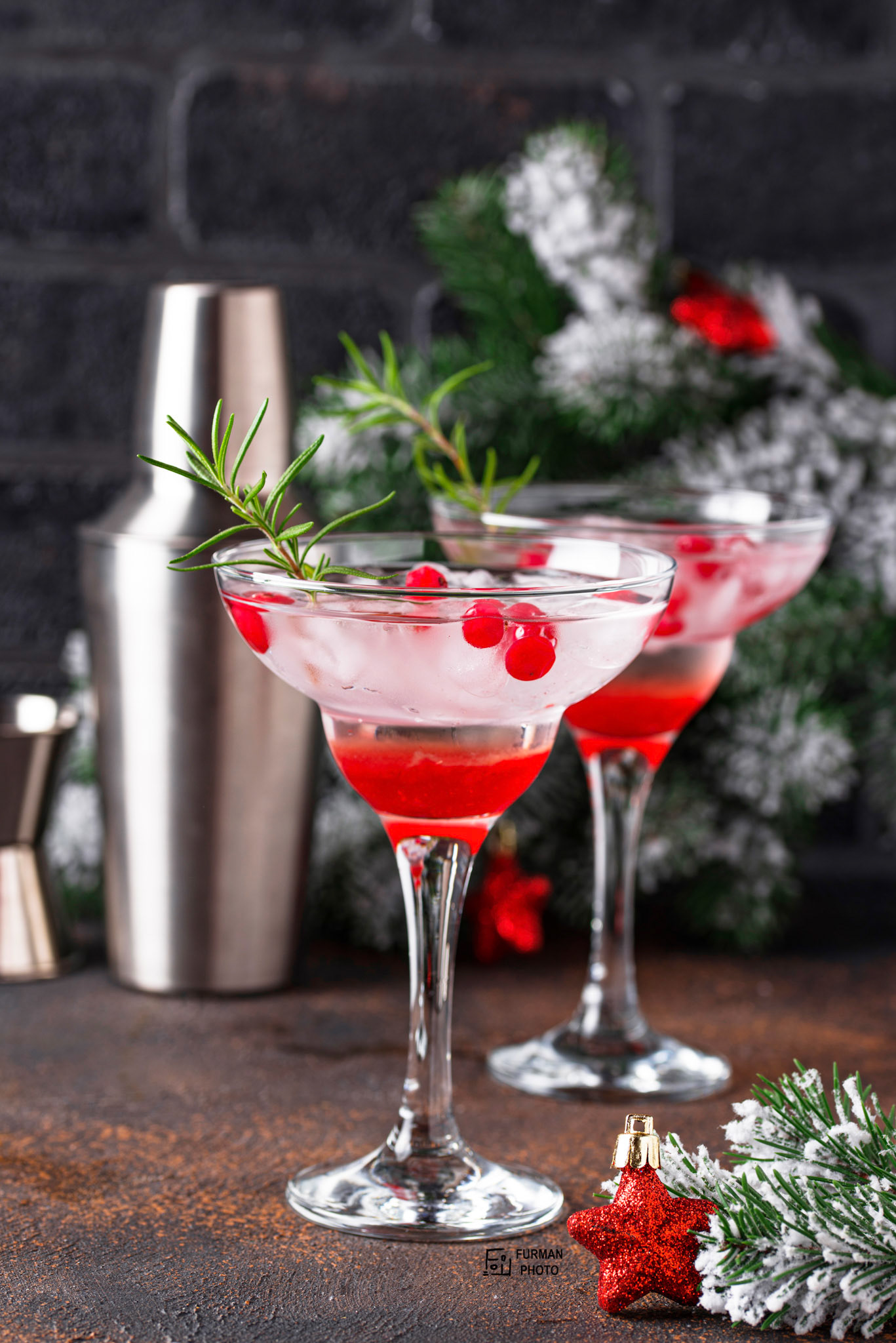 Cranberry margarita cocktail. Festive Christmas or New Year drink