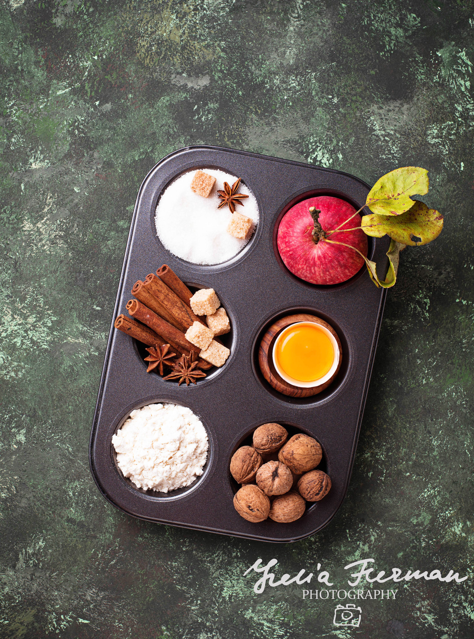 Ingredients for cooking apple pie. Autumn baking concept