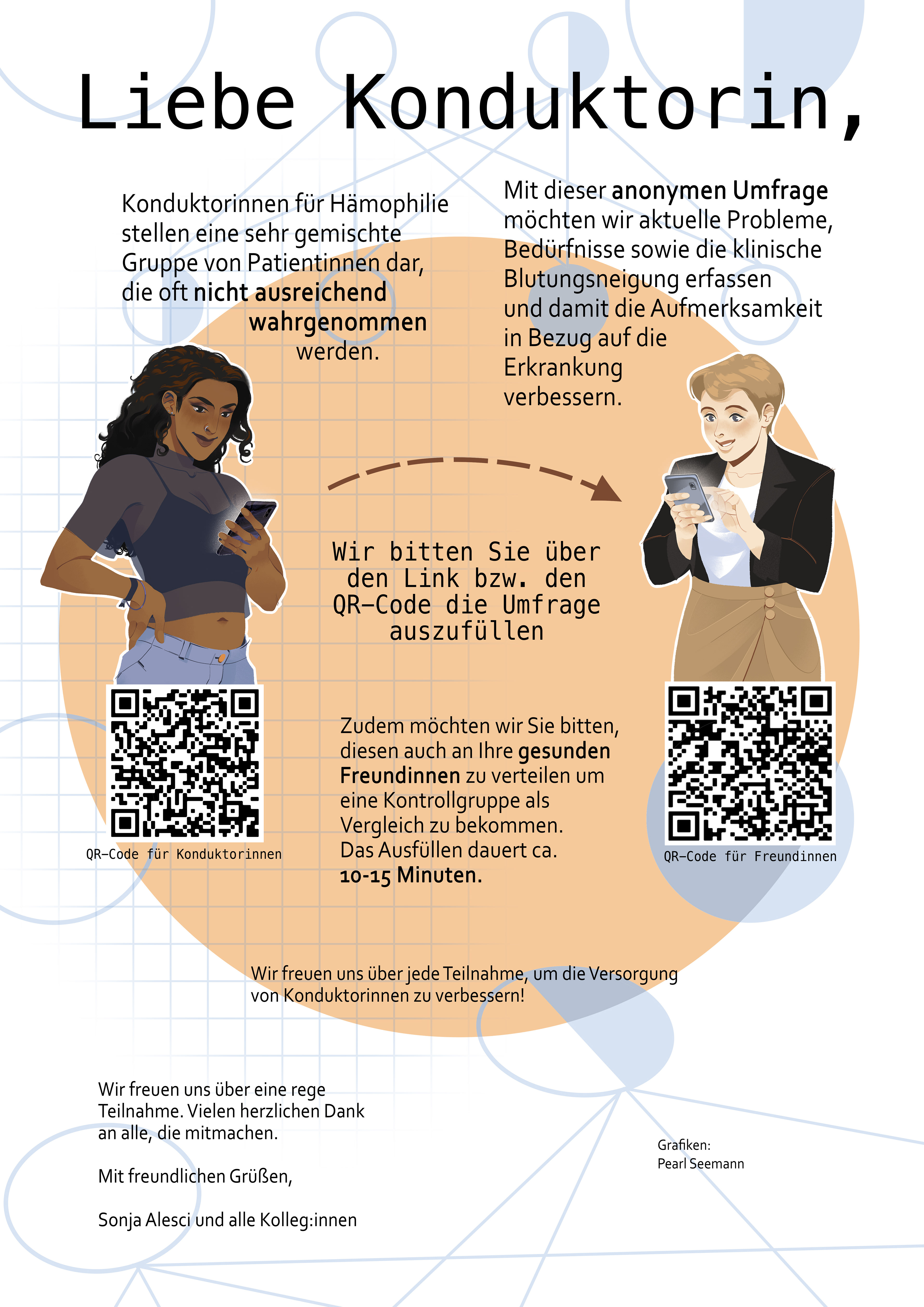 Poster for a campaign to survey hemophilia conductors in cooperation with the Gerinnungszentrum Hochtaunus, 2023