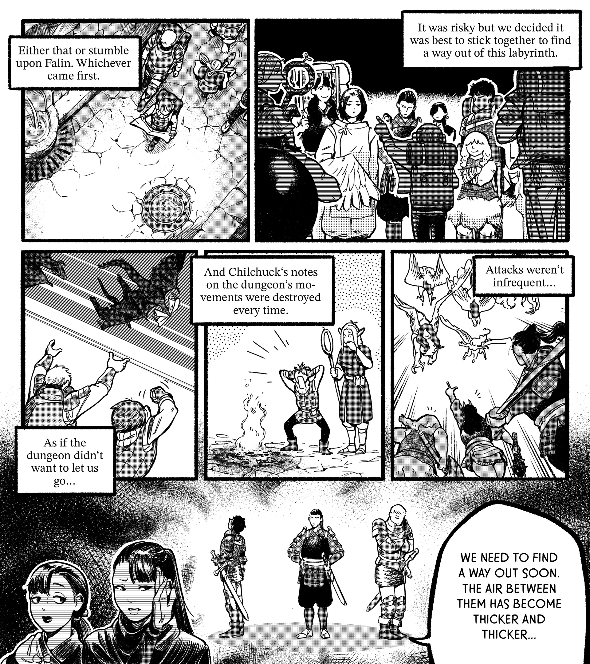 Page of a doujinshi for the manga ‚Dungeon Meshi‘, 2024 (read from r to l)