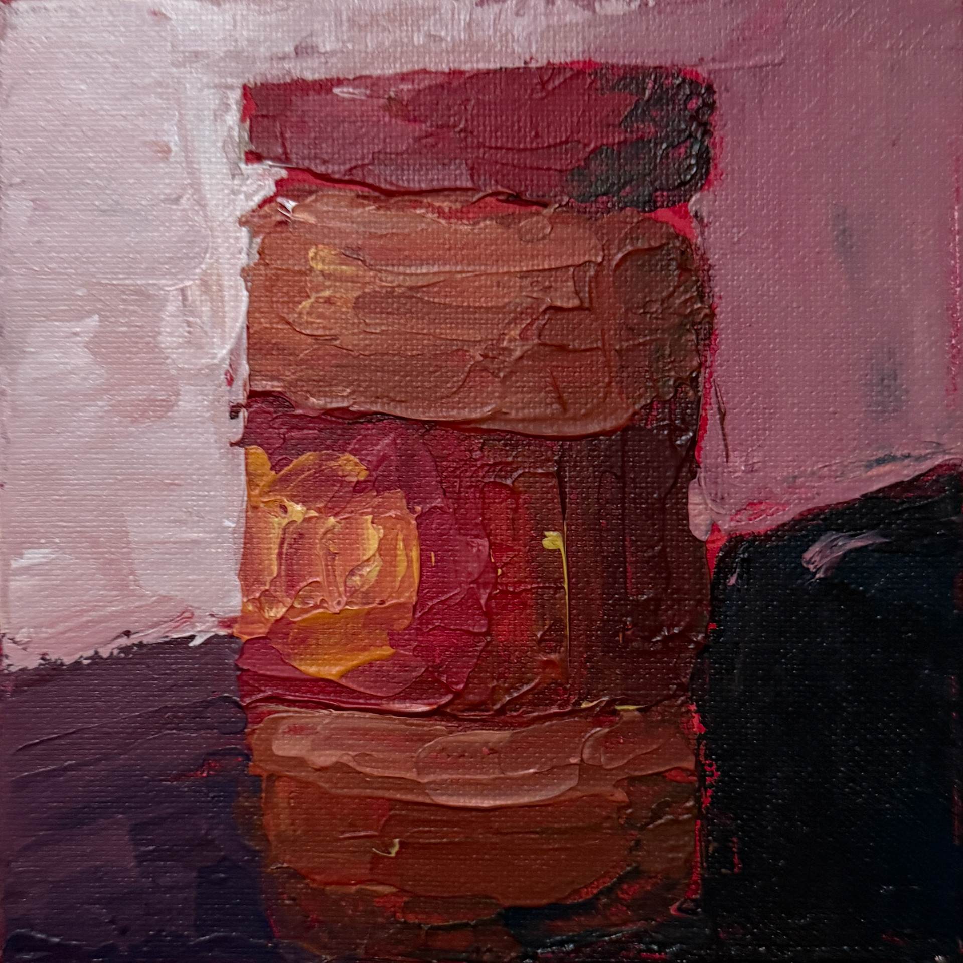 Peanut Butter Study using Palette Knife, Acrylic 5x5in