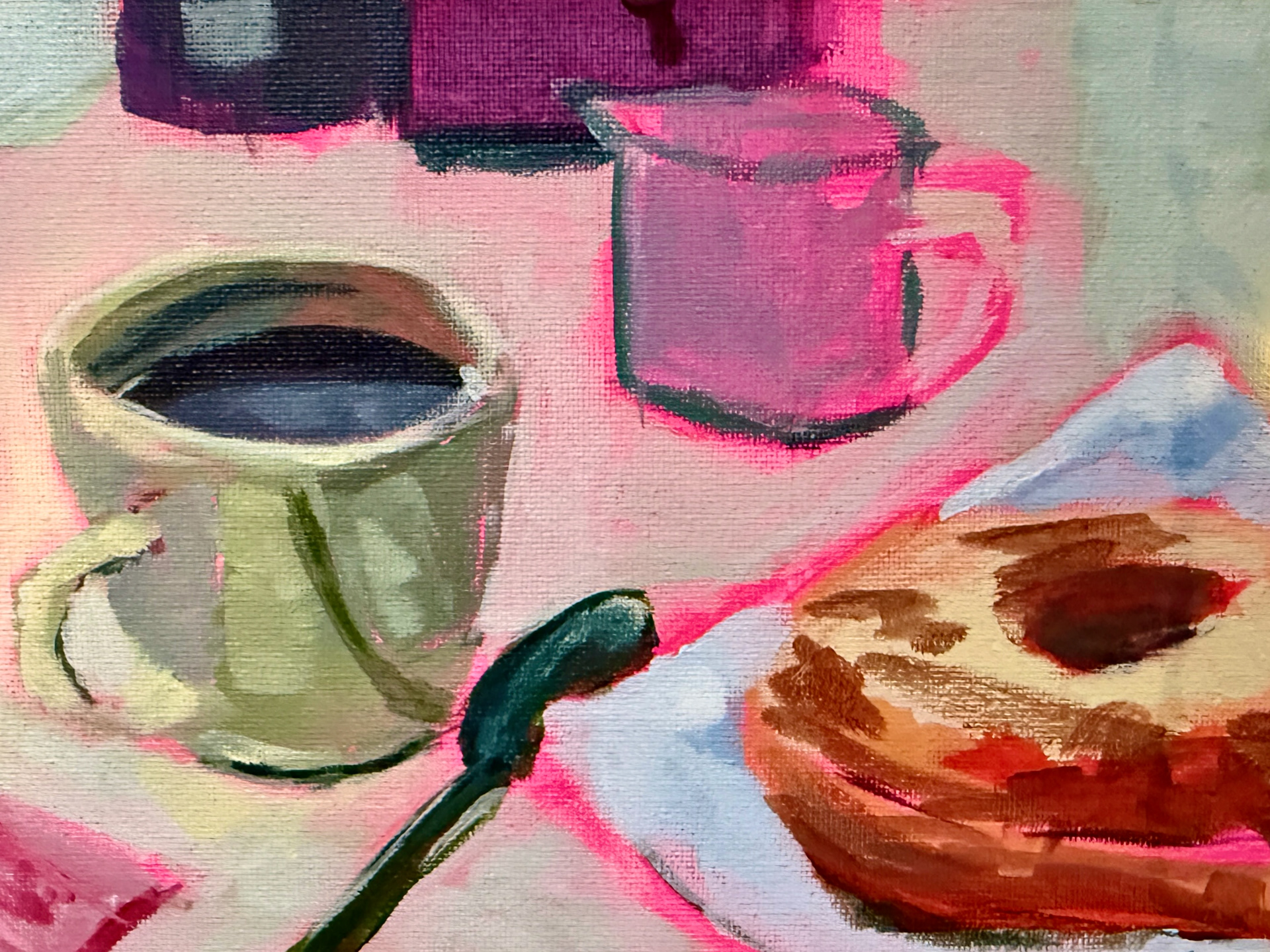 Still Life in Progress, Acrylic on 8x6in