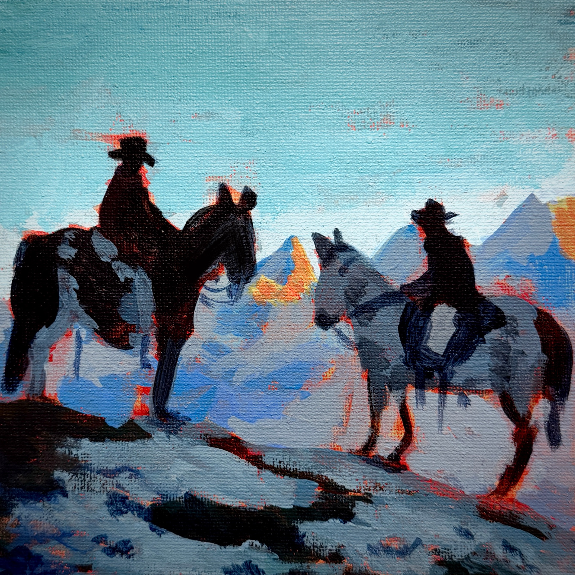 Cowboy Study, Acrylic 5x5in