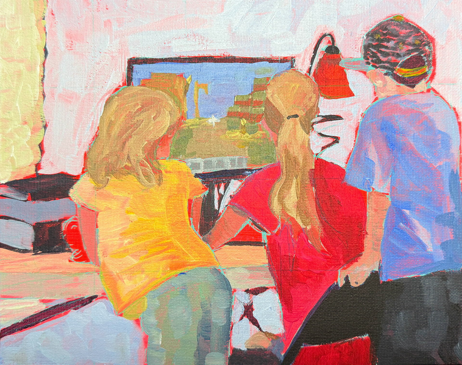 Minecraft on the Family Computer, Acrylic 8x10in