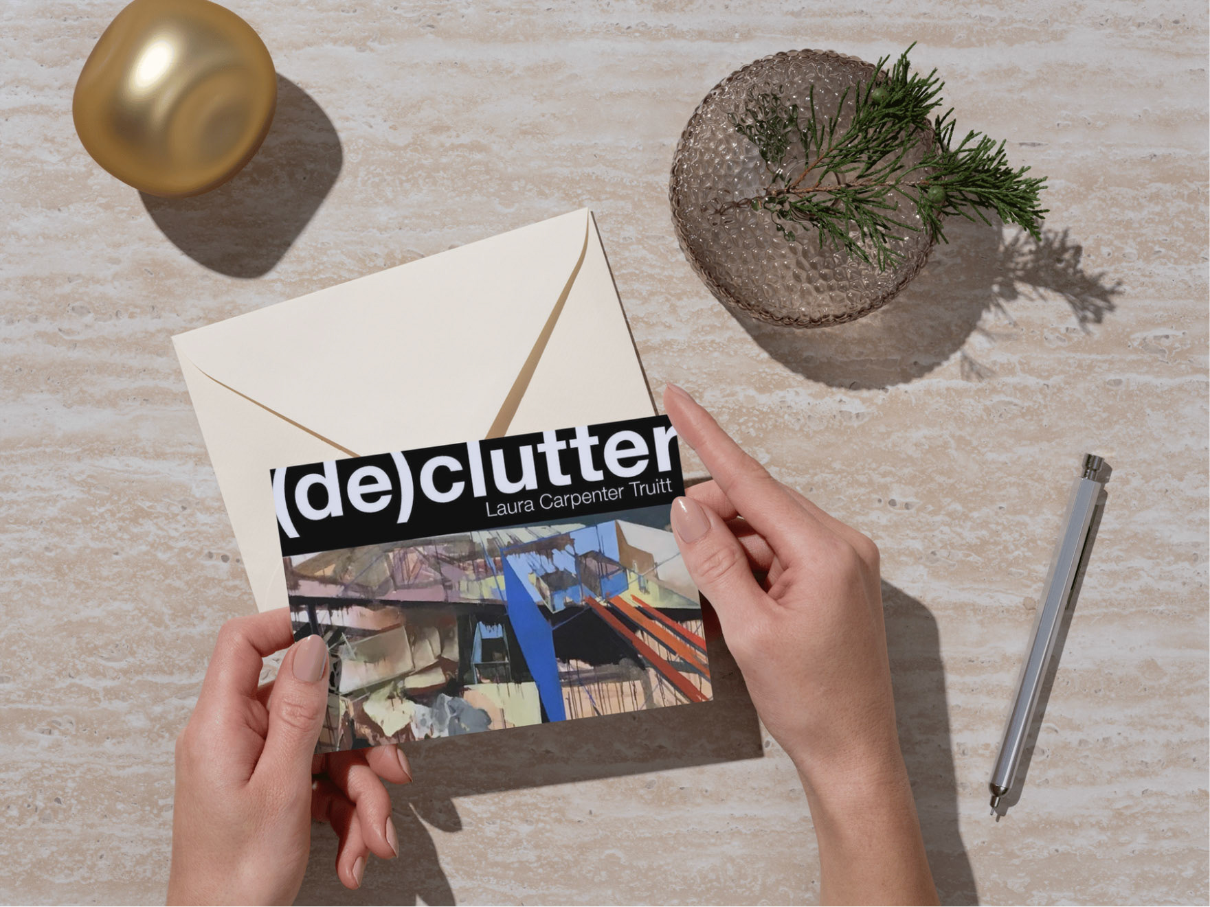 (de)clutter postcard