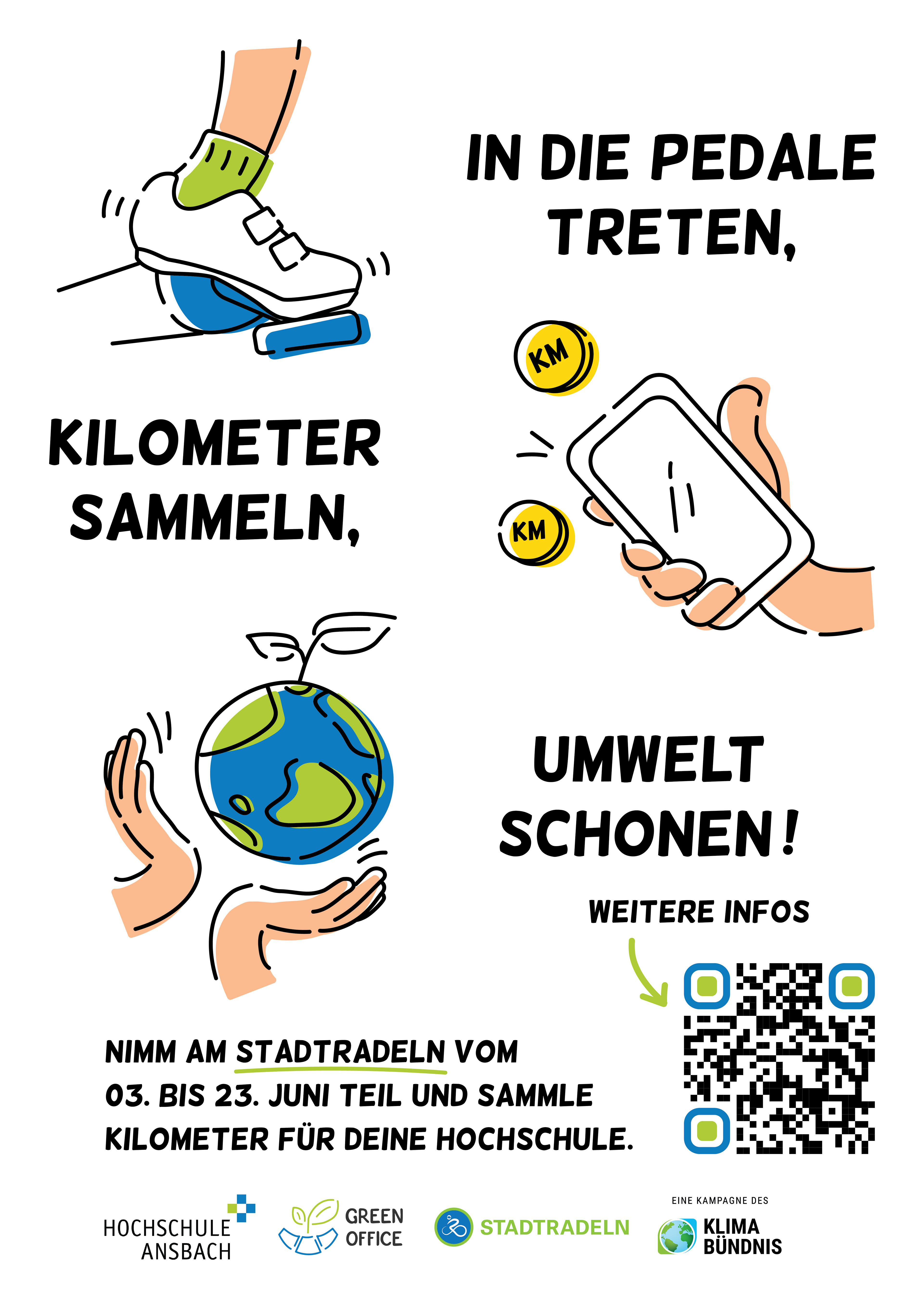 Posterdesign for "Stadtradeln 2024" campaign at HS Ansbach