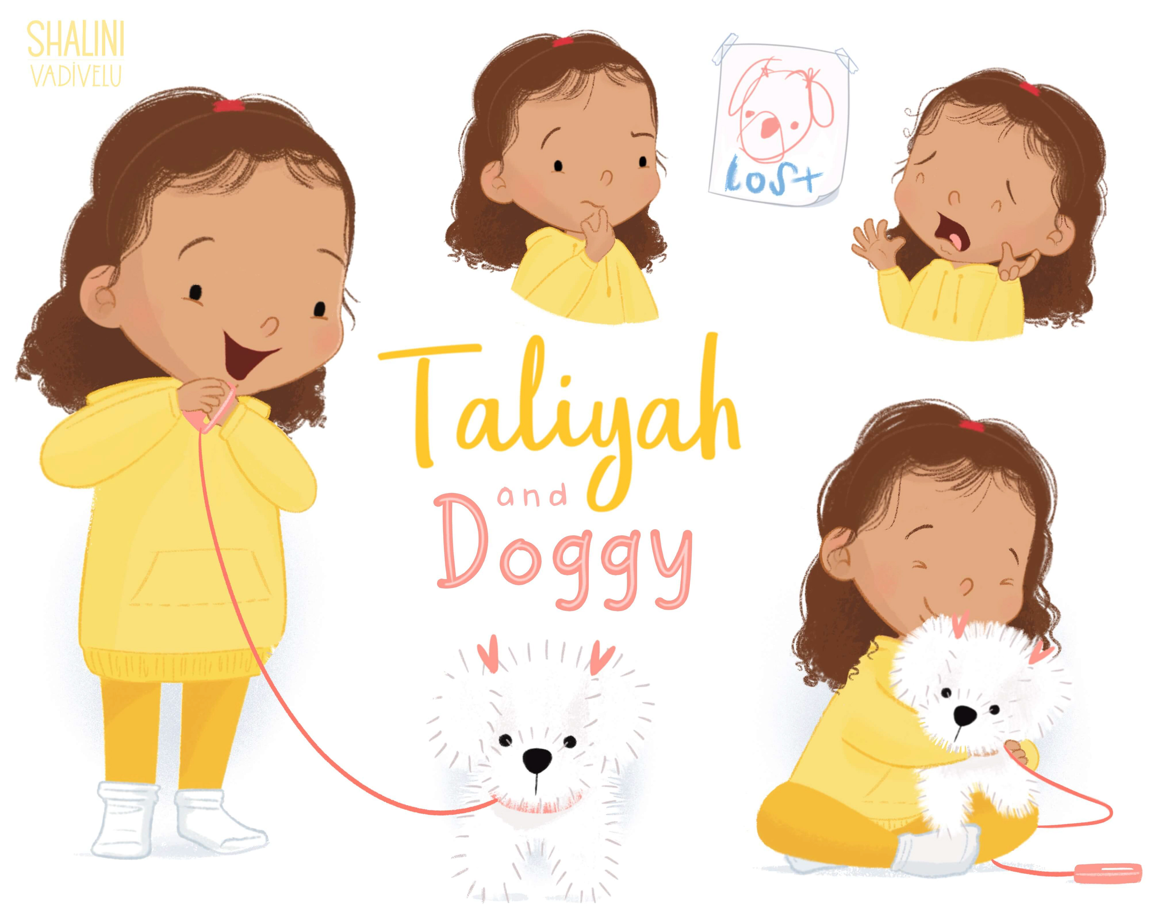 girl playing with toy doggy that gets lost