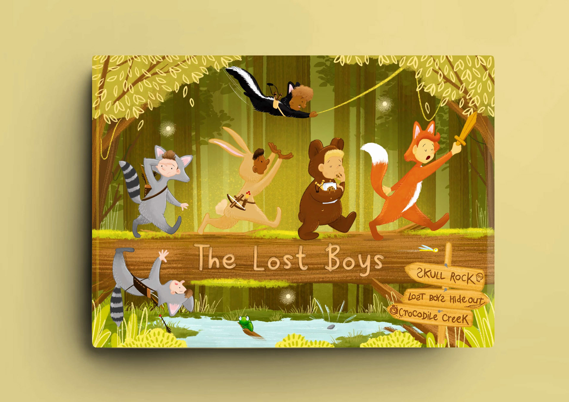 imagined book cover mockup of Peter pan's lost boys
