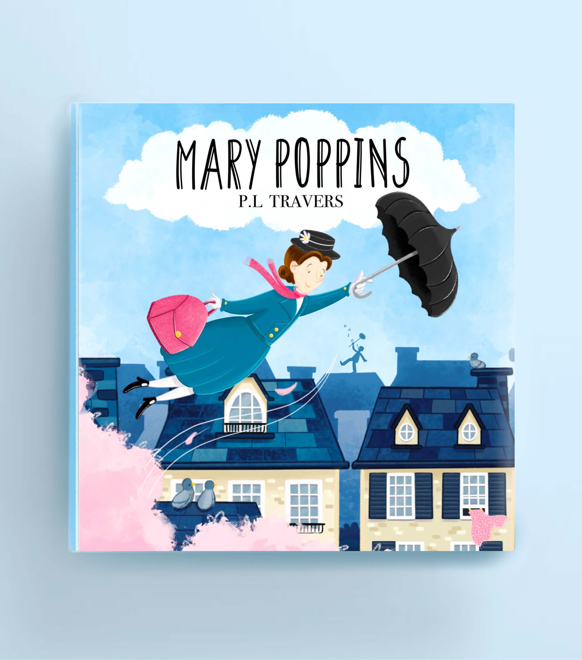 book cover mockup for Mary Poppins written by P.L Travers
