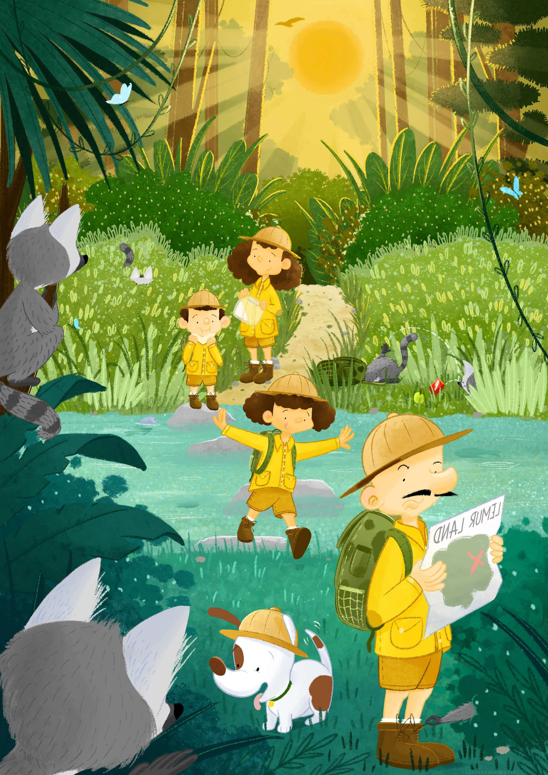 family adventure in the jungle searching for lemurs