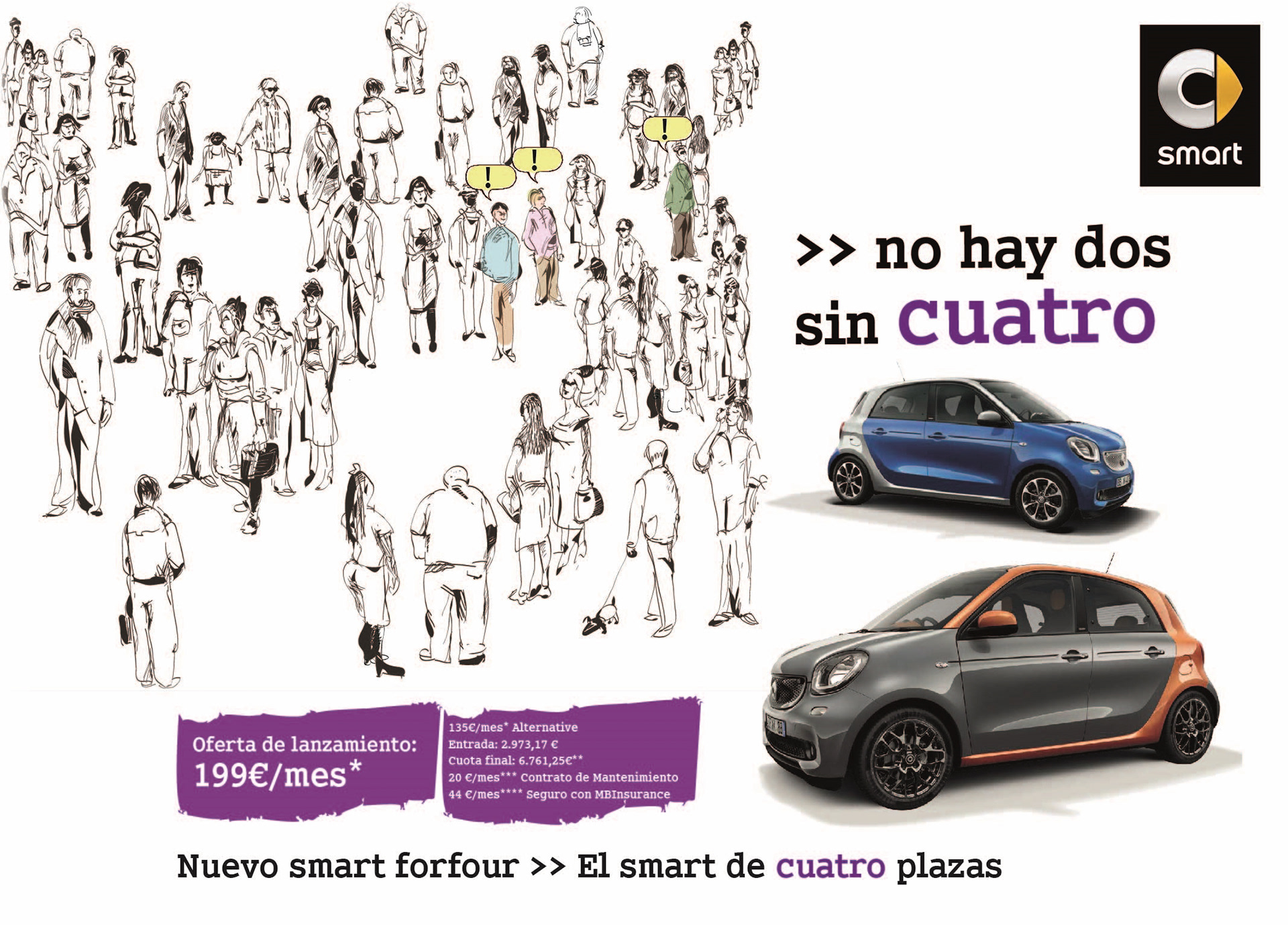 Flyer realizado para la campaña Smart Forfour Adobe Illustrator y Adobe Photoshop - 2015