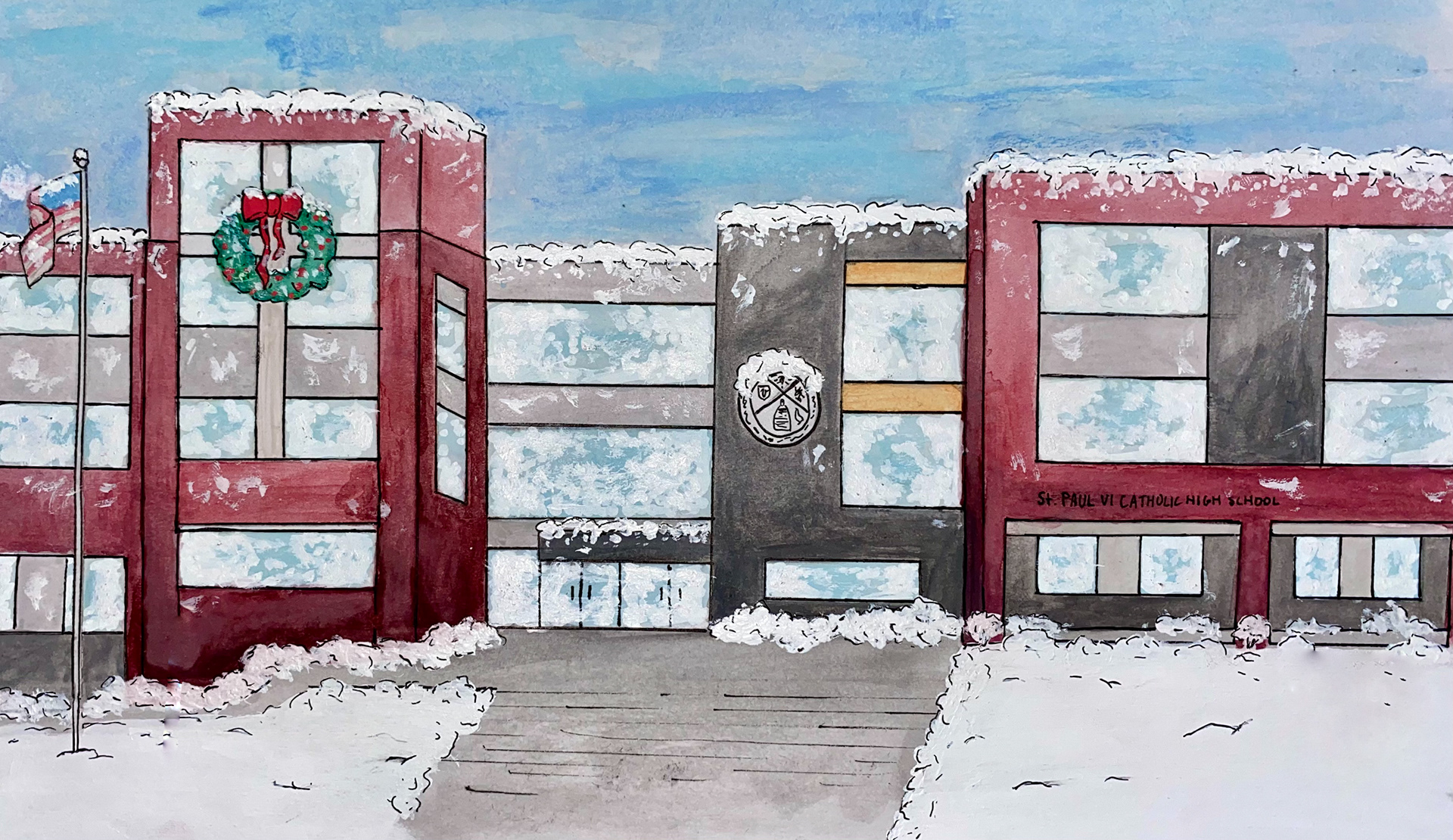 PVI Christmas Frost / watercolor, acrylic / 6" x 11"