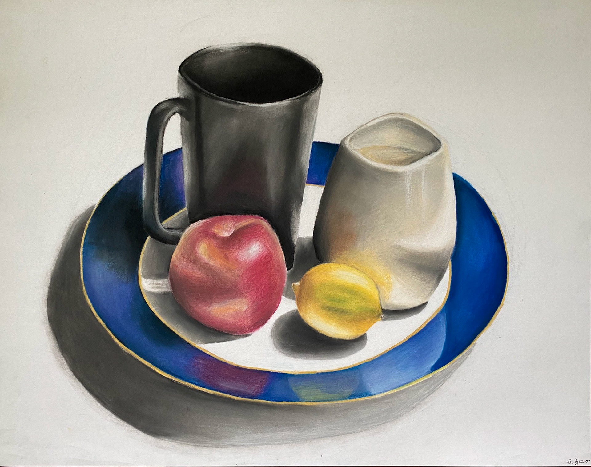 Grandma's Plate / pastel / 19" x 19"