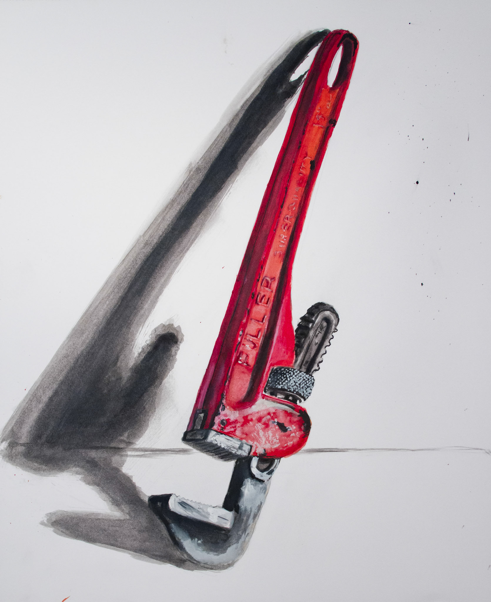 'Wrench' Ink & Acrylic on Paper, 14” x 17”’Scale