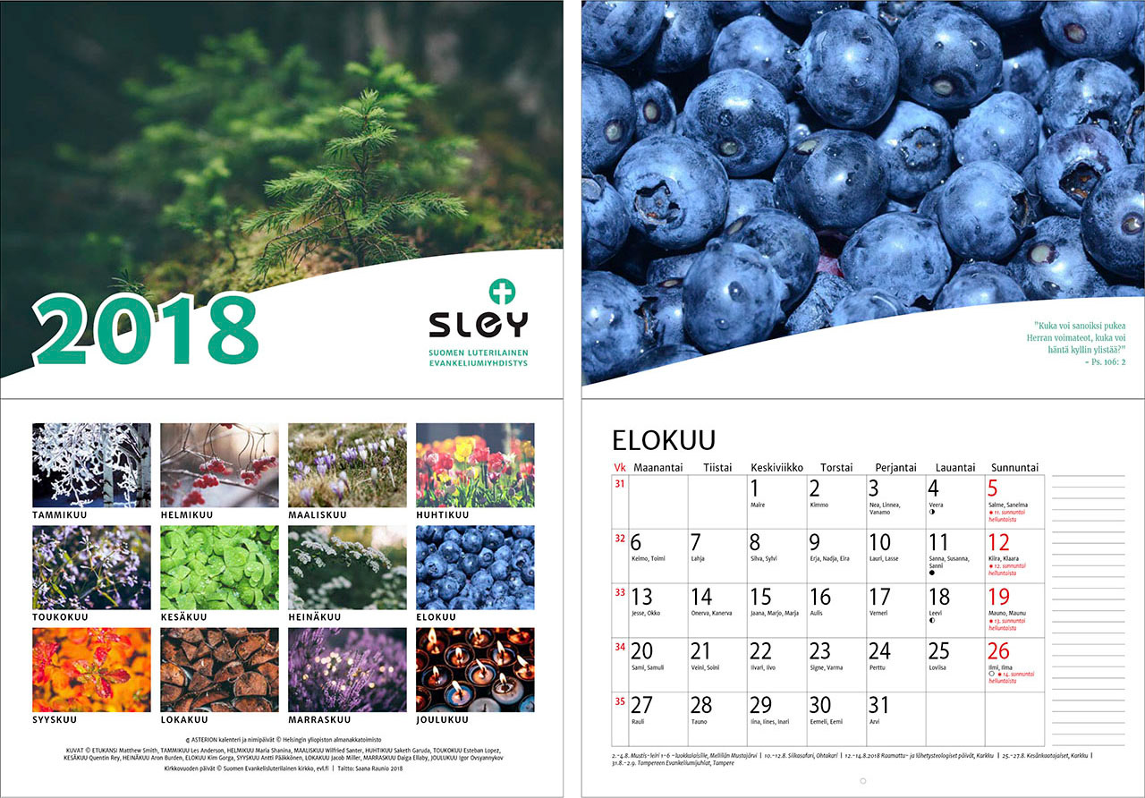 Wall calendar 2018 for Sley.