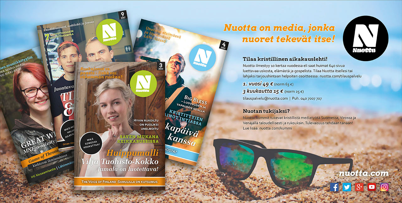 Advertisement for youth magazine Nuotta. Done at Sley-Media Oy, 2018. www.nuotta.com