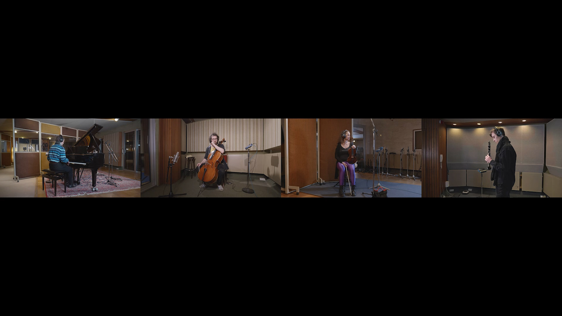 Lost in Translation, 2023, video still from a four-channel video installation featuring four musicians.