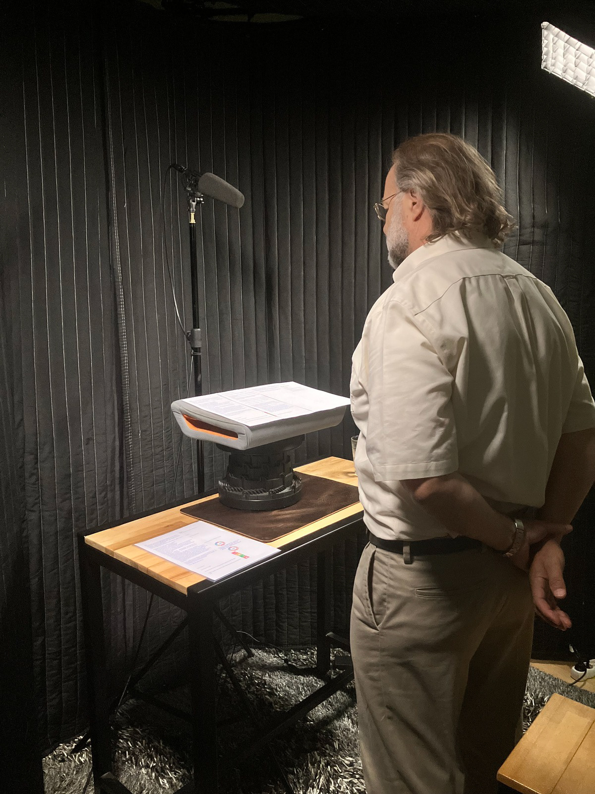 VoiceOver recording  studio on shotgun mic.