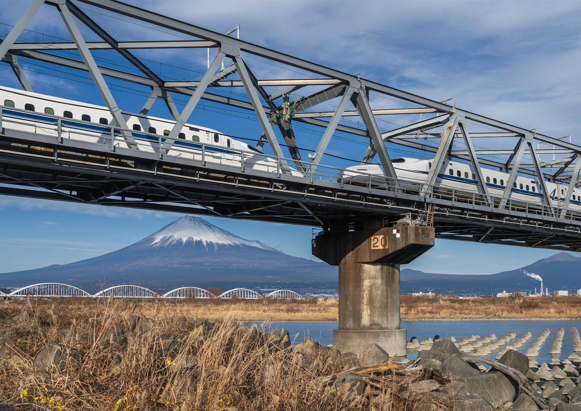 Shinkansen Crossing over Fuji