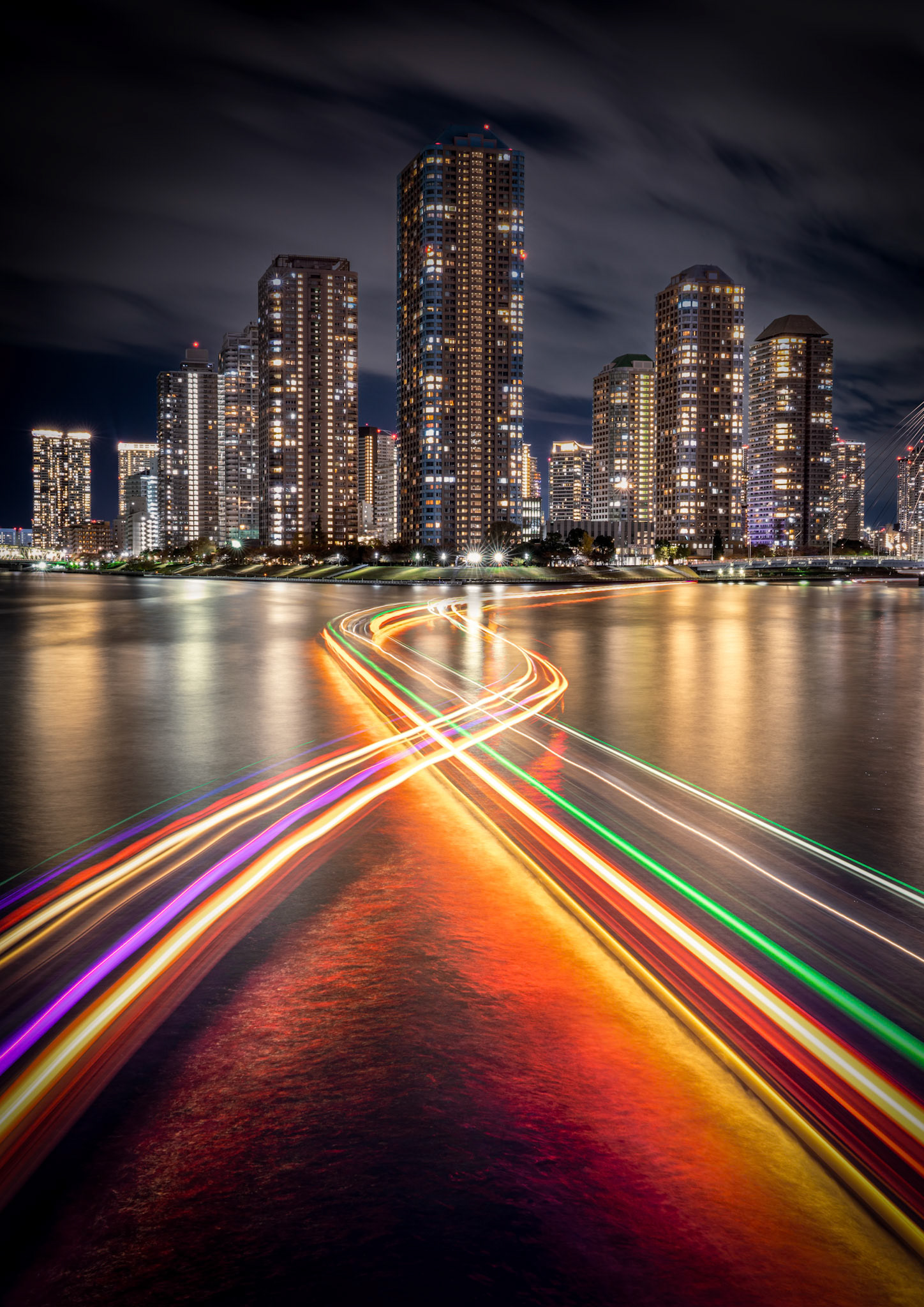 Crossing Light Trails  - Eitai Bridge