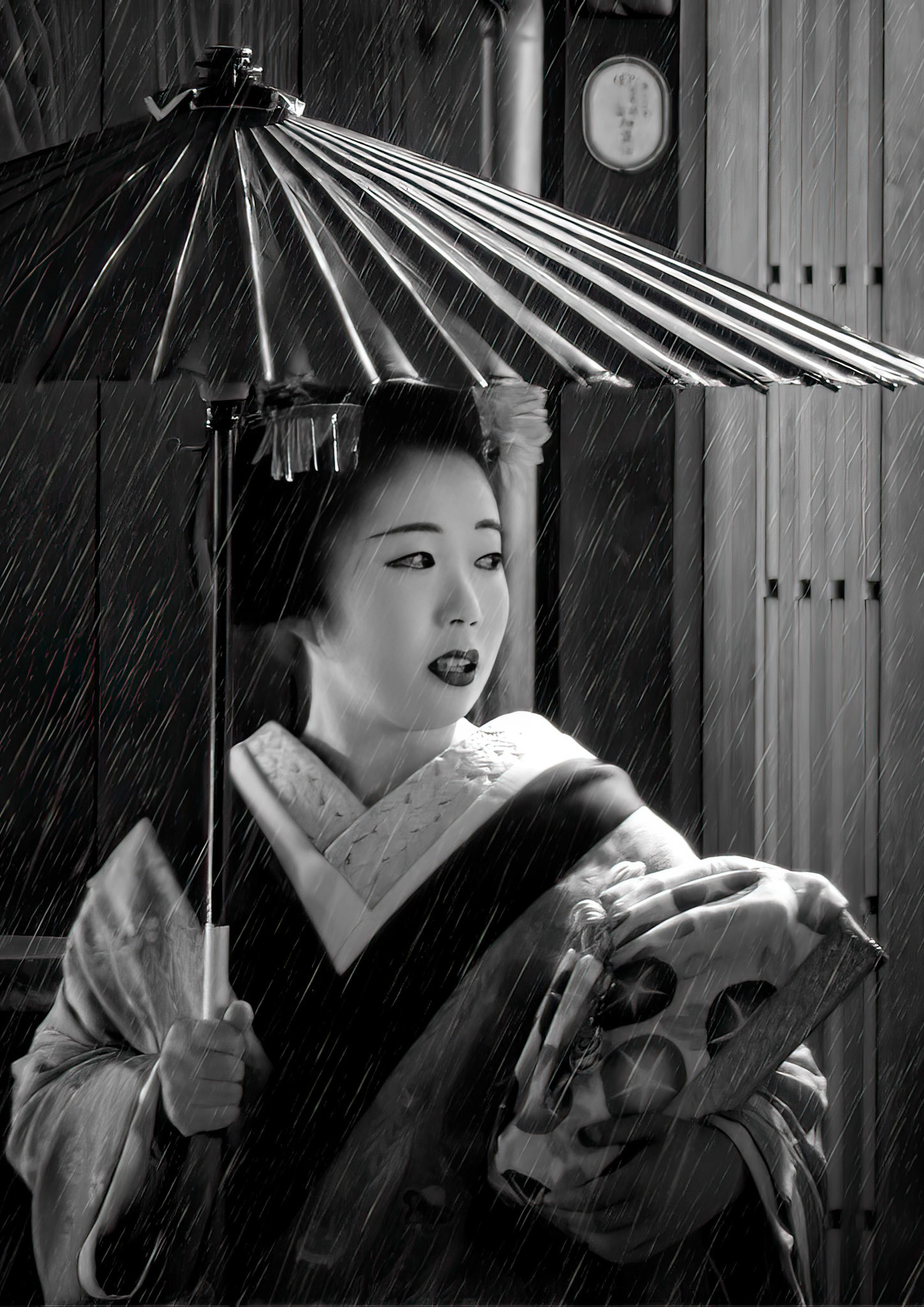 Geisha in the rain