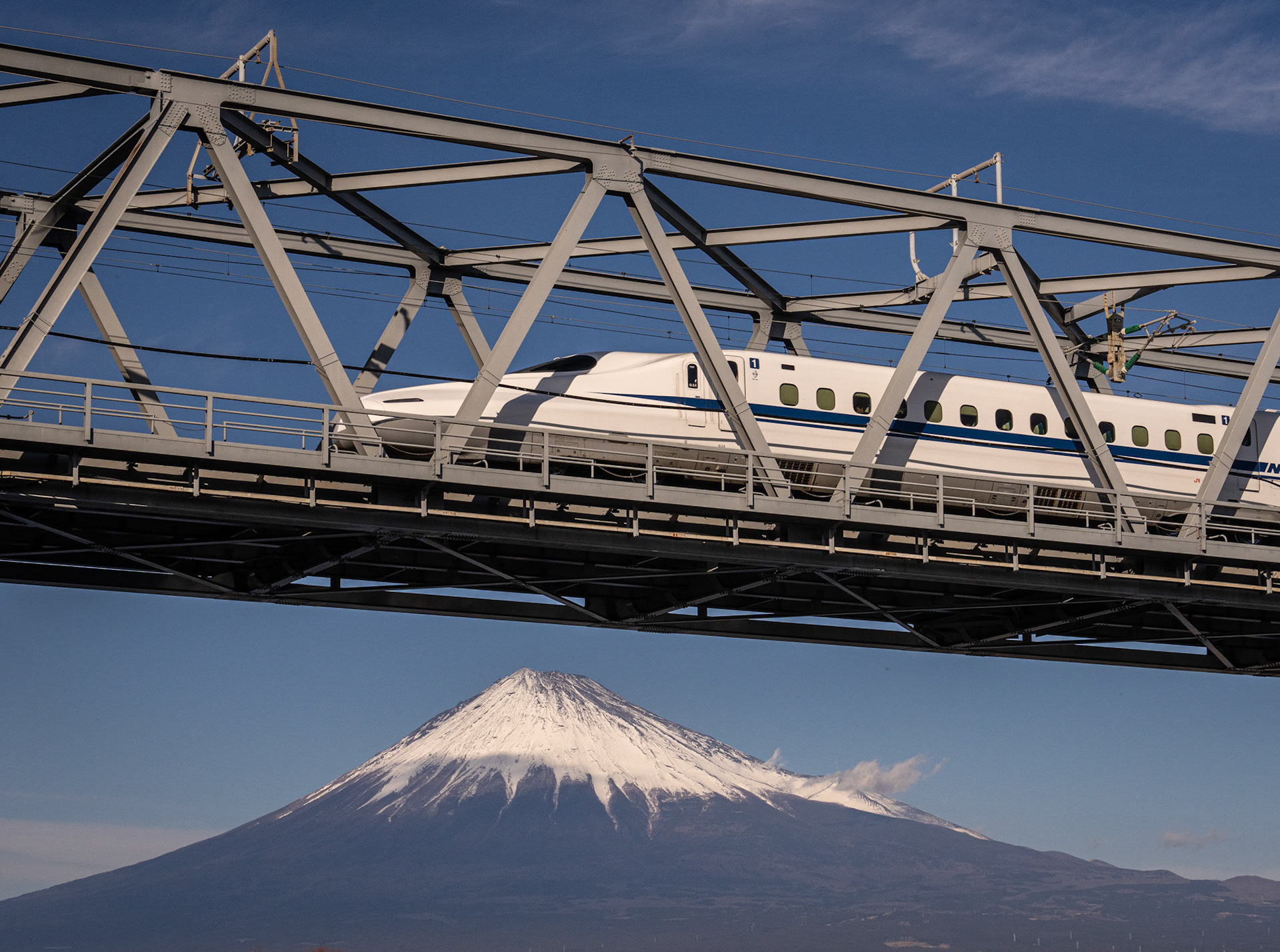 Shinkansen Speeding over Fuji