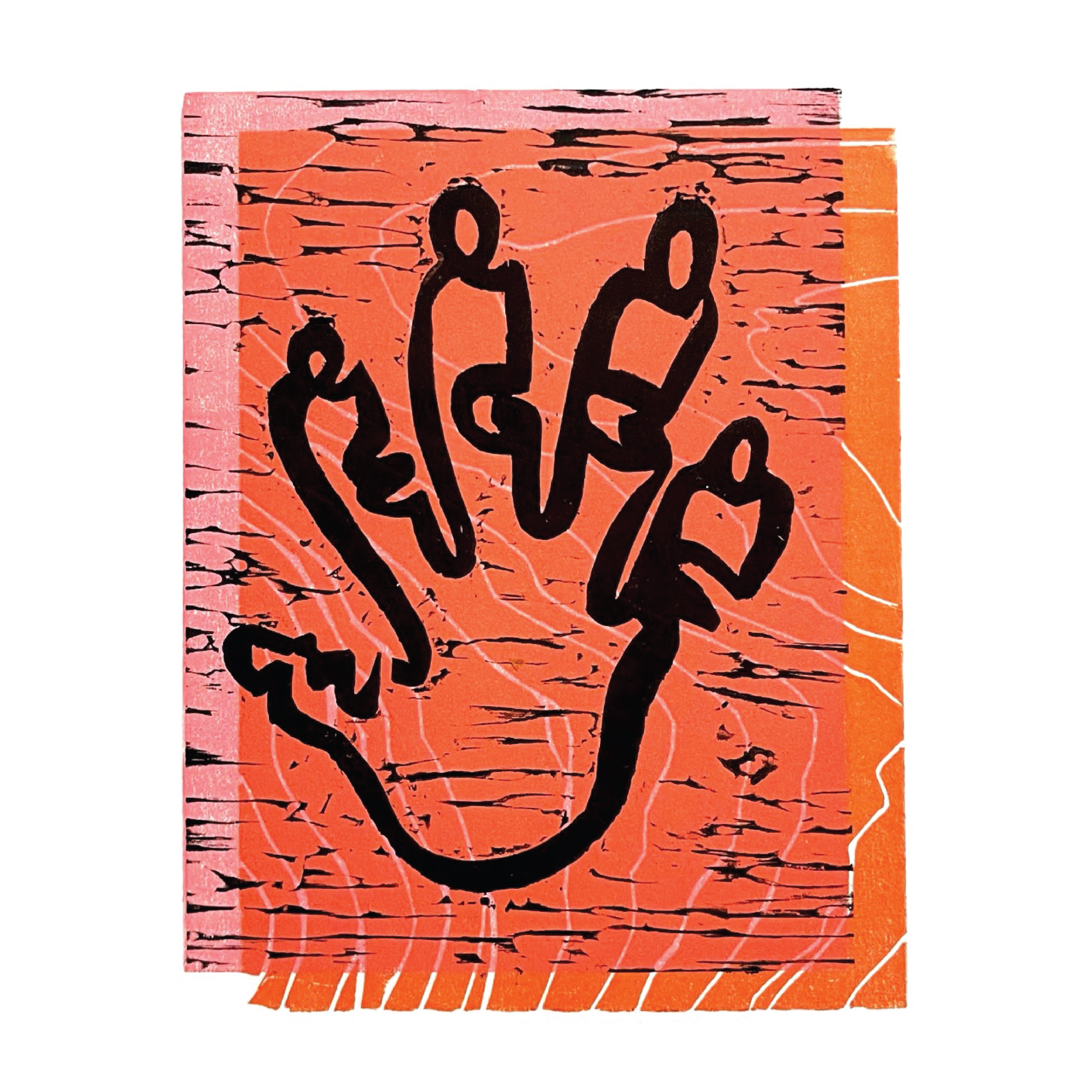 "Untitled" Woodcut. Displayed at the Rubin Center Museum 2020 Juried Student Show