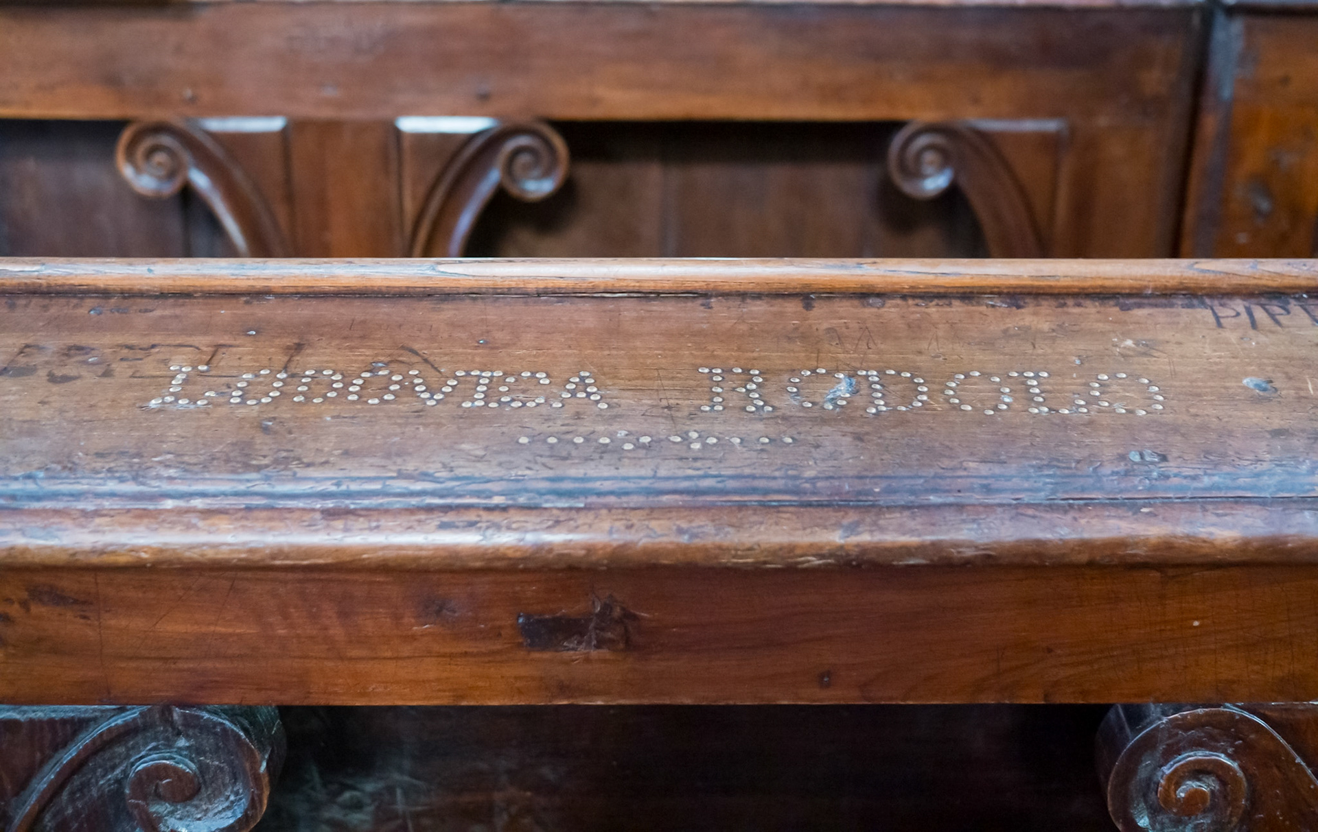 Well-marked pews in the Duomo [Alba, Piemonte, Italy]