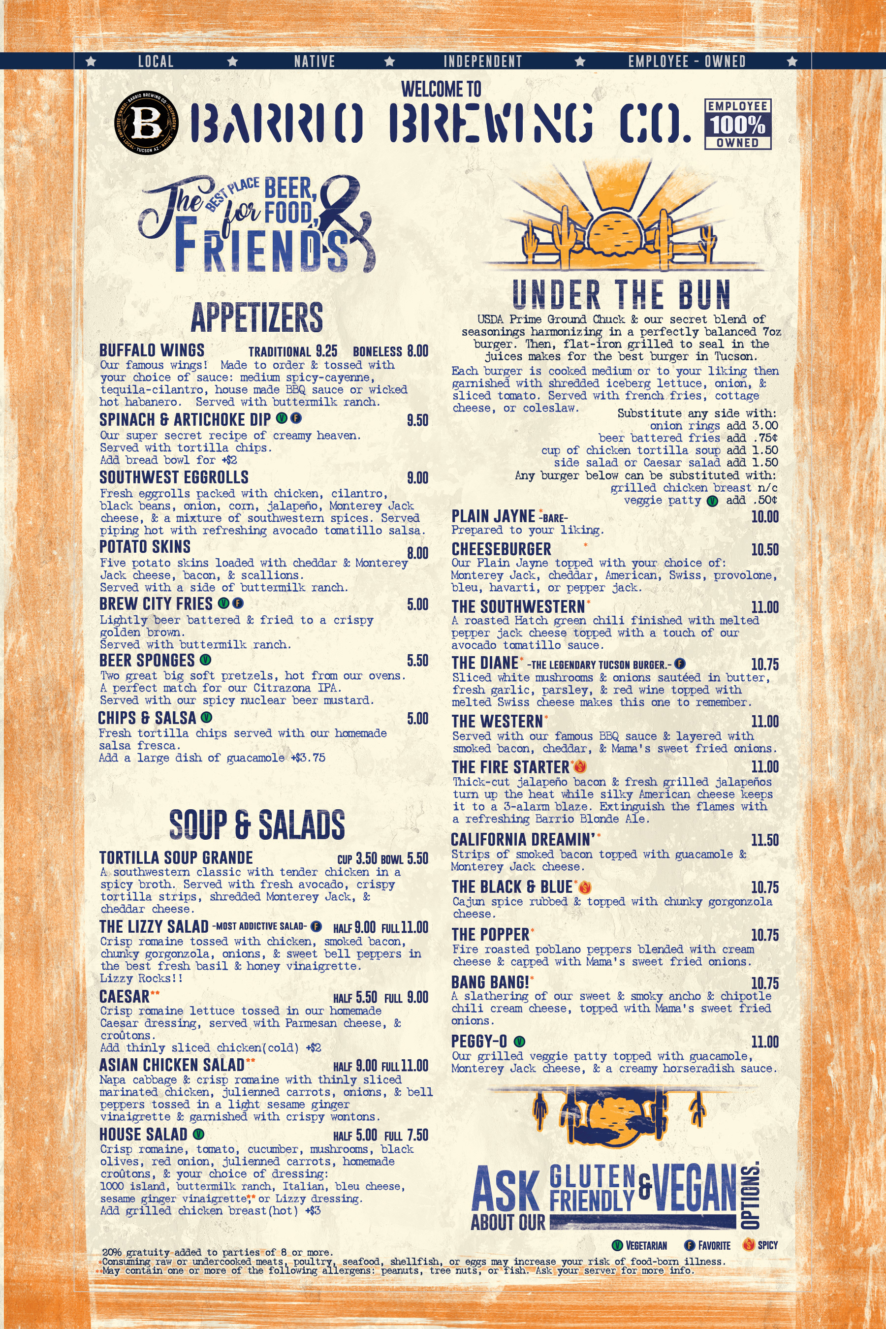 Brewery location Menu