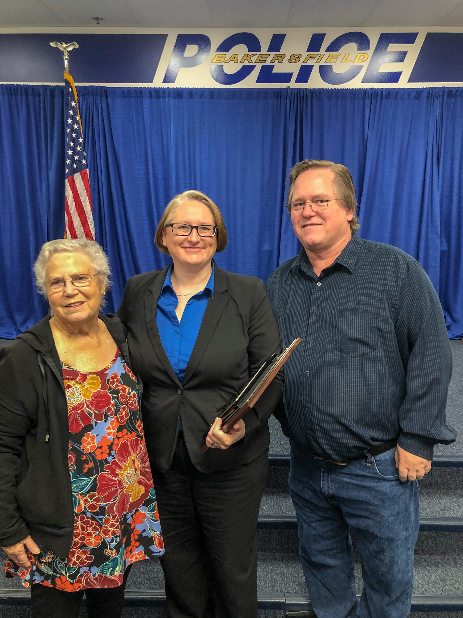 Almeda, Lisa and Calvin Agerton Lisa's Award Citizen Employee of Year at Bakersfield PD