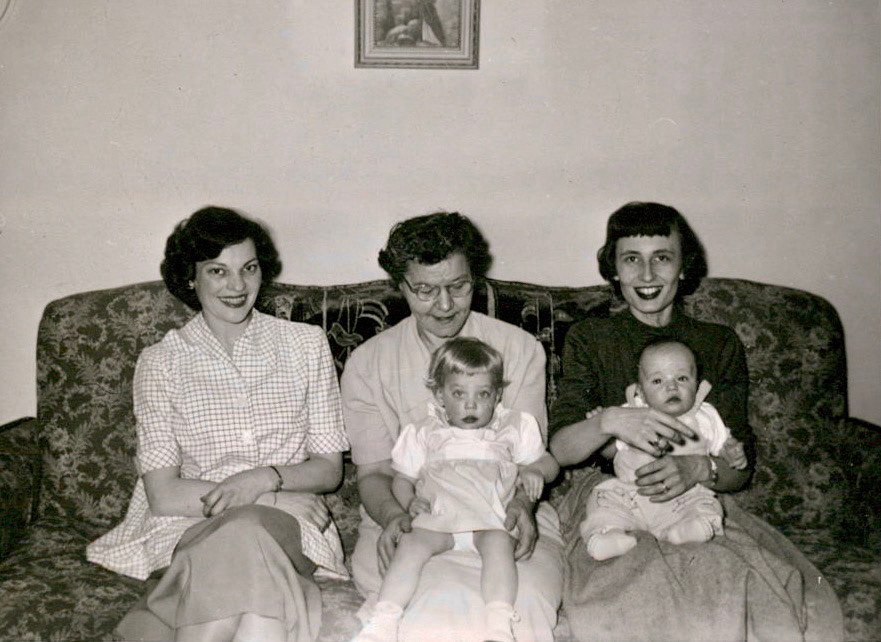 Connie Monson, Iva Rudolph, Donna Monson, Diana and Paul Monson c 1953