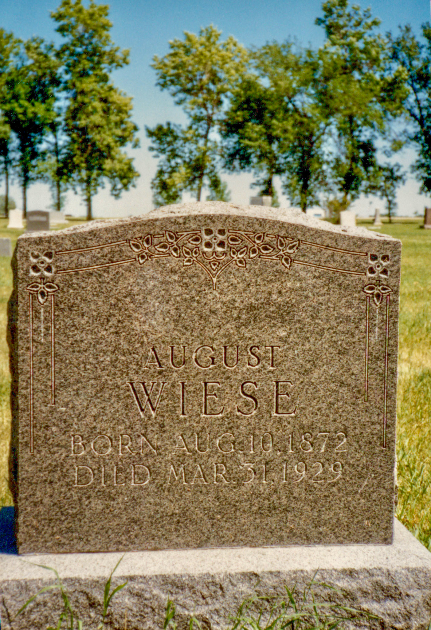 August Wiese Grave Marker