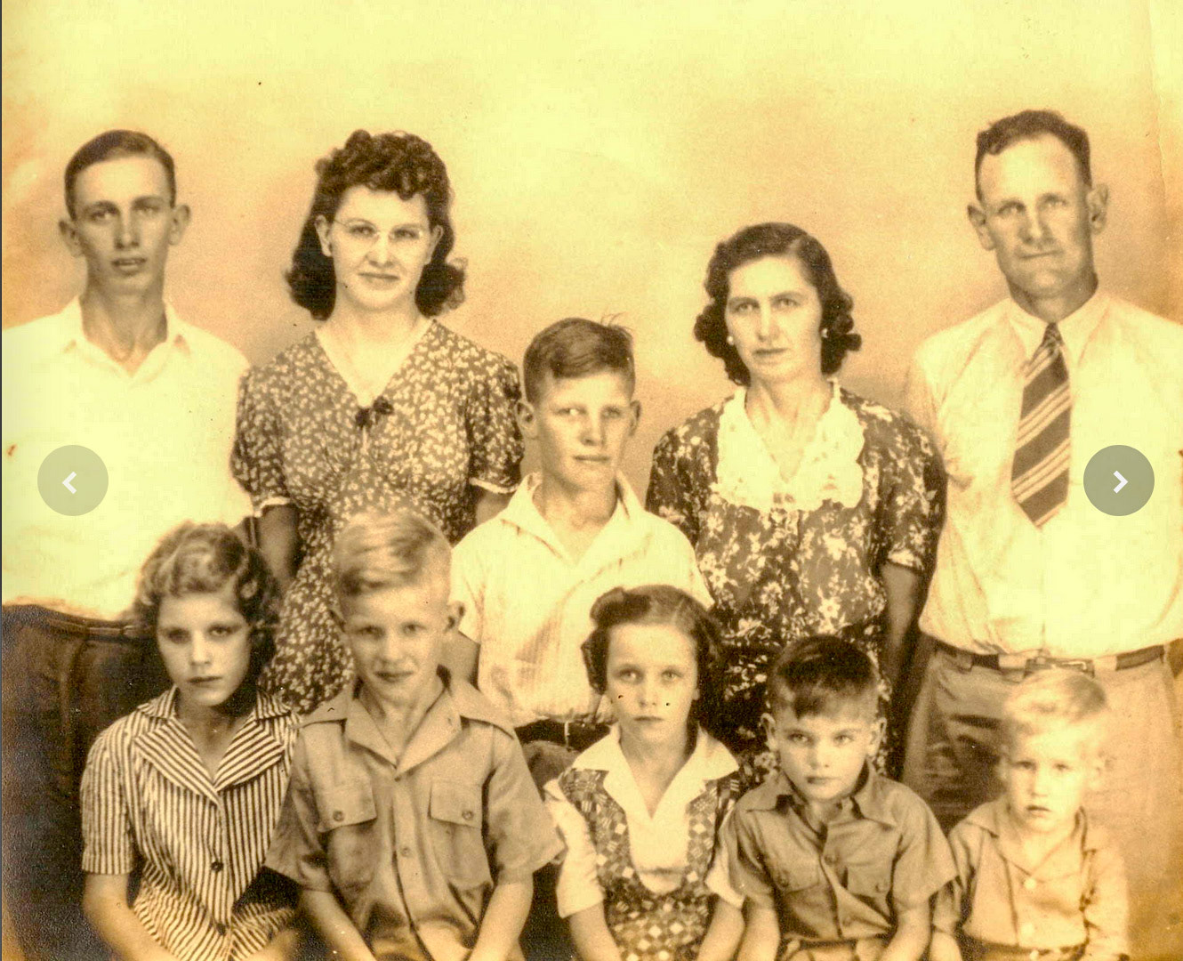 (R) Leeman, Claudine, Raymond, Lois, Claude Chastain (F) Rosemary, James, Martha, Bobby and Mac Chastain