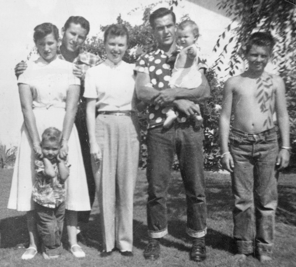 Barbara Wells, Norm Wells, Bettie Wells (Stern), Jack Stern, Jackie "Libby" Stern (baby), Mike Griggs (F) Dan Wells c 1953
