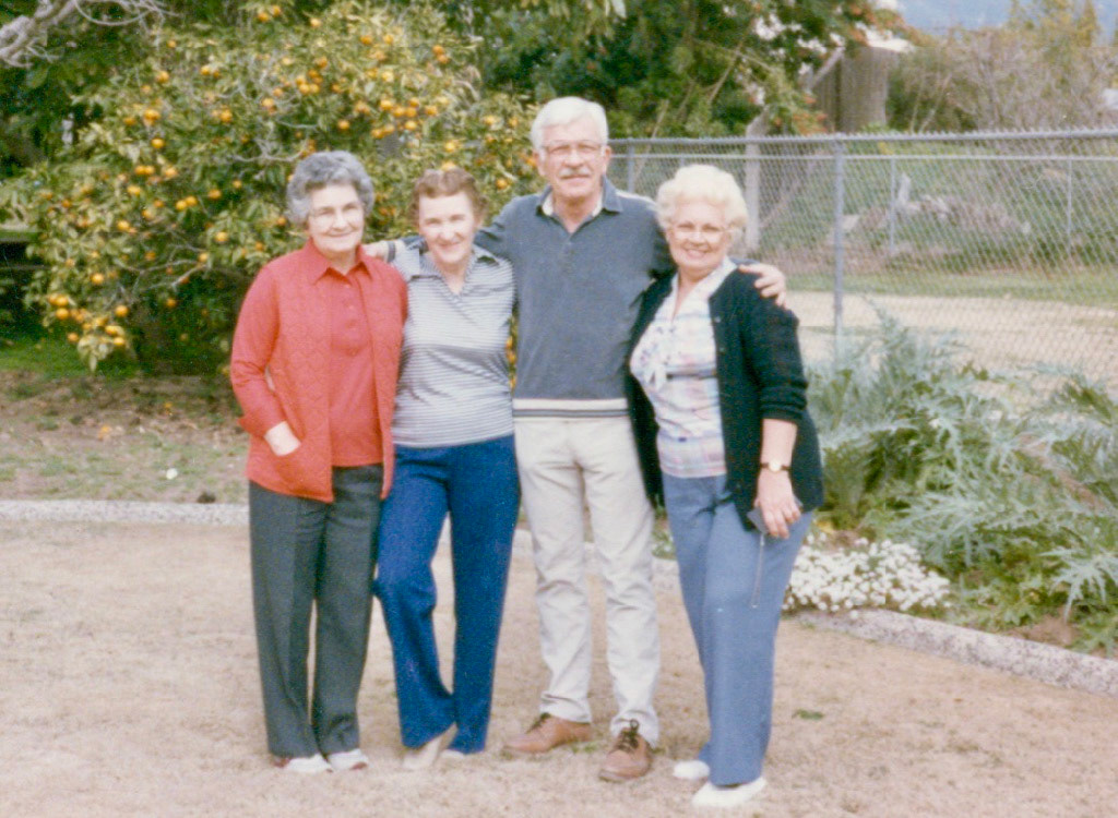 Betty Schoen, Shirley Schoen, Don Monson, Herta Schoen c 1985