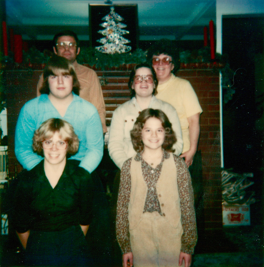 (R) Don Rudolph, LaVonne Otterson (M) Greg Rudolph, Ranae Rudolph (F) Laurie Rudolph and Jodi Rudolph Christmas 1979
