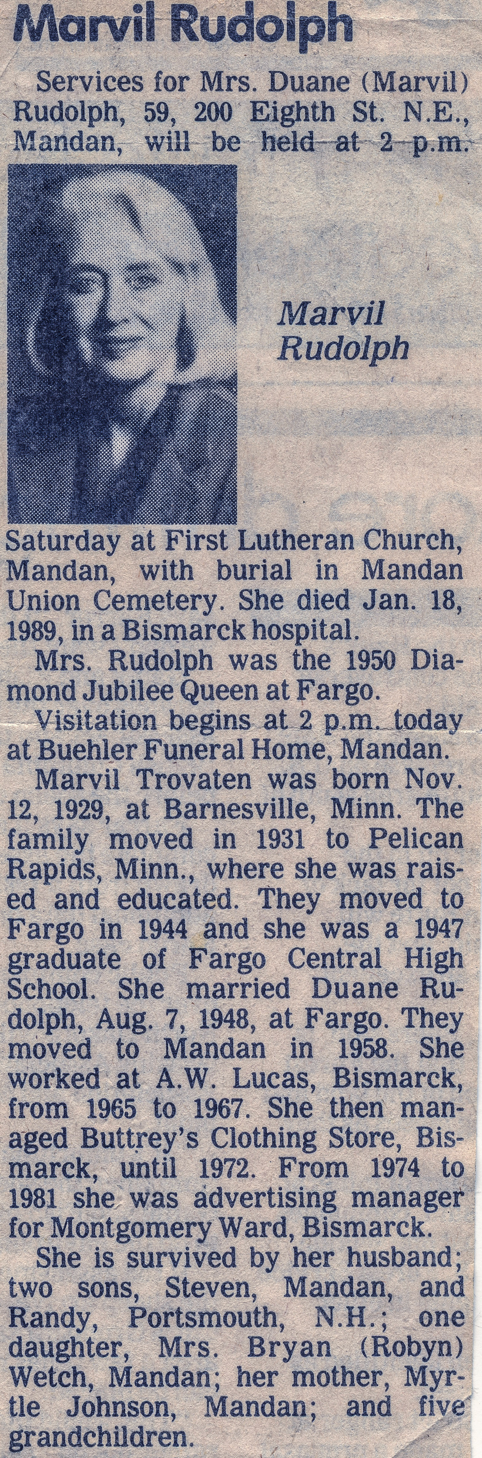Marvil Rudolph Obituary