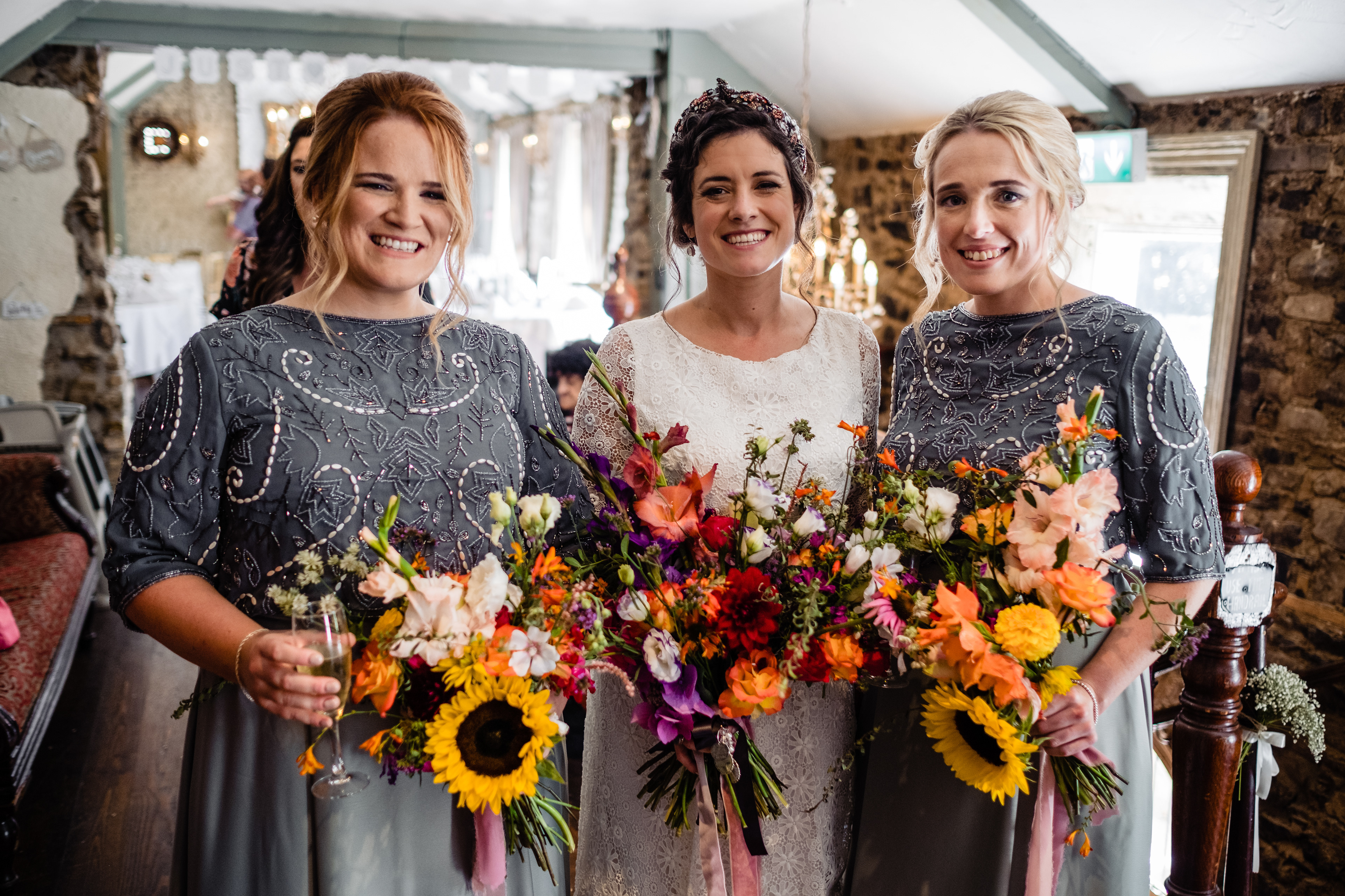 Jane's Summer bridal bouquet and bridesmaid bouquet's