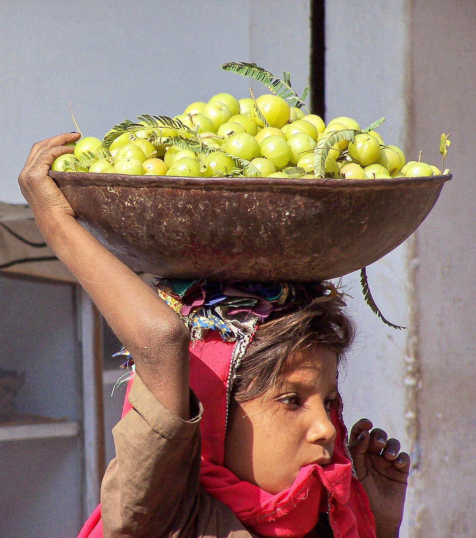Girl carrying gooseberries - India (2003)