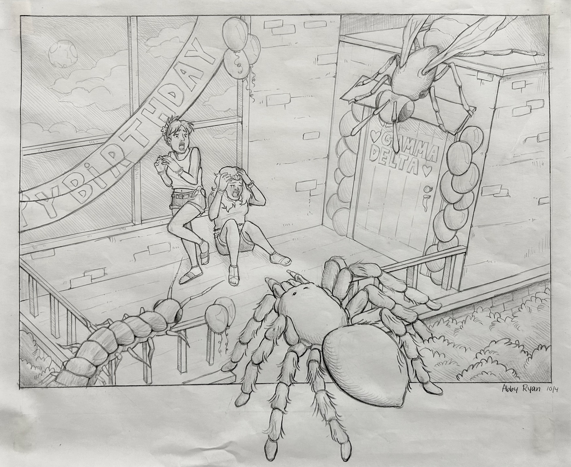 "Gate Crashing" - Pencil & Paper Illustration - 2024