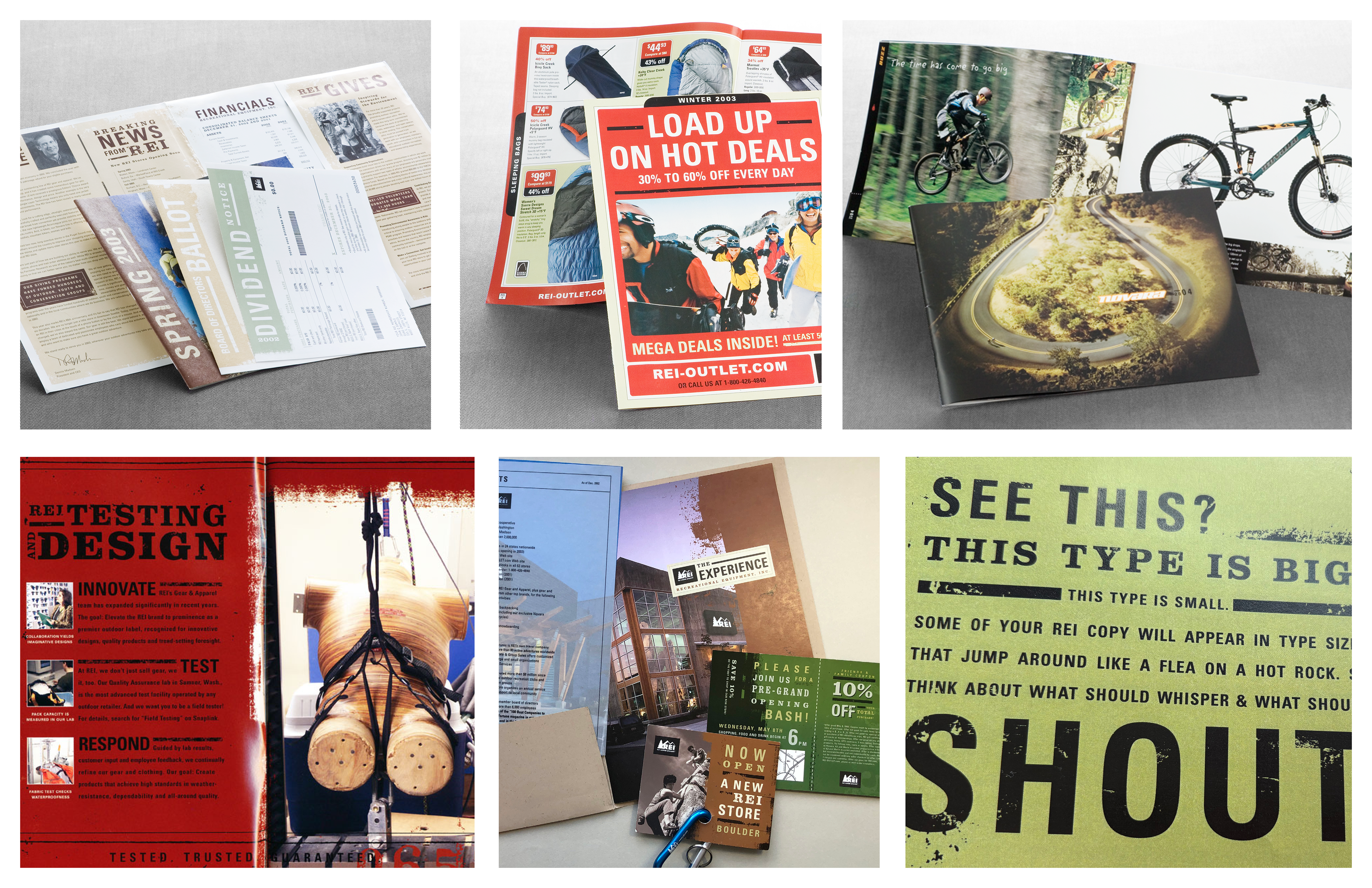 REI ::  Brand extension to catalogs, sales brochures, dividend direct mail, and REI Adventures 
