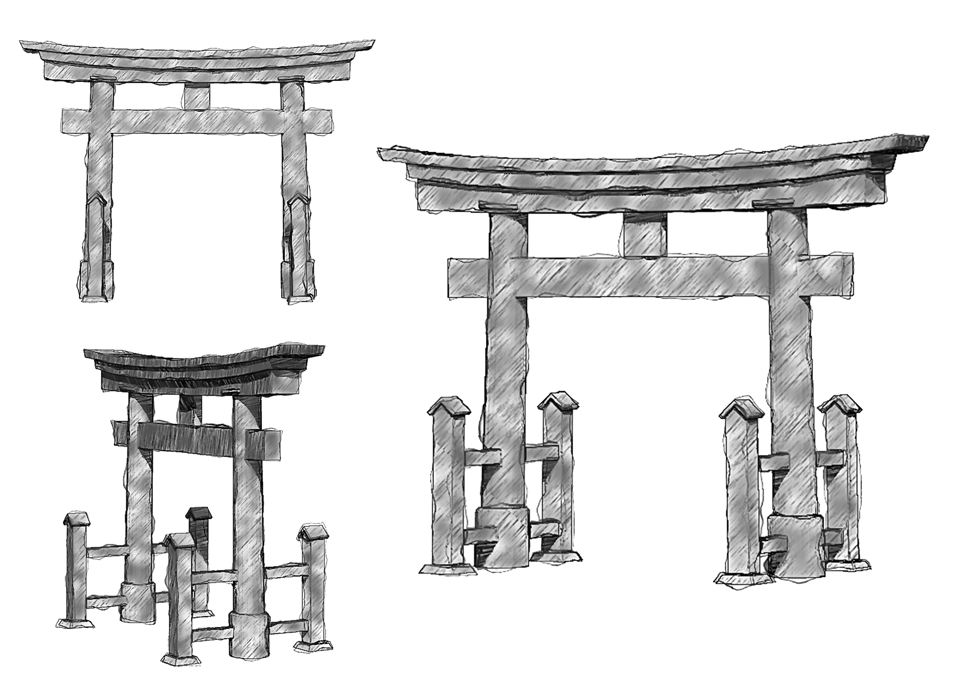 Pencil Ink Sketch Render【 Torii 】