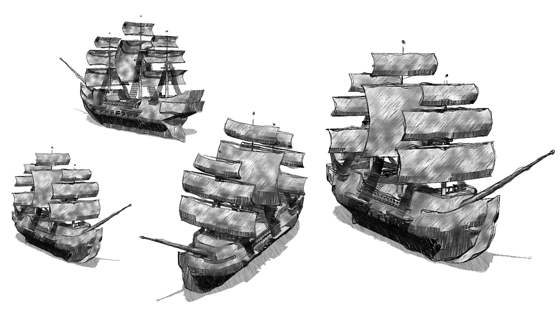Pencil Ink Sketch Render 【 Ship 】