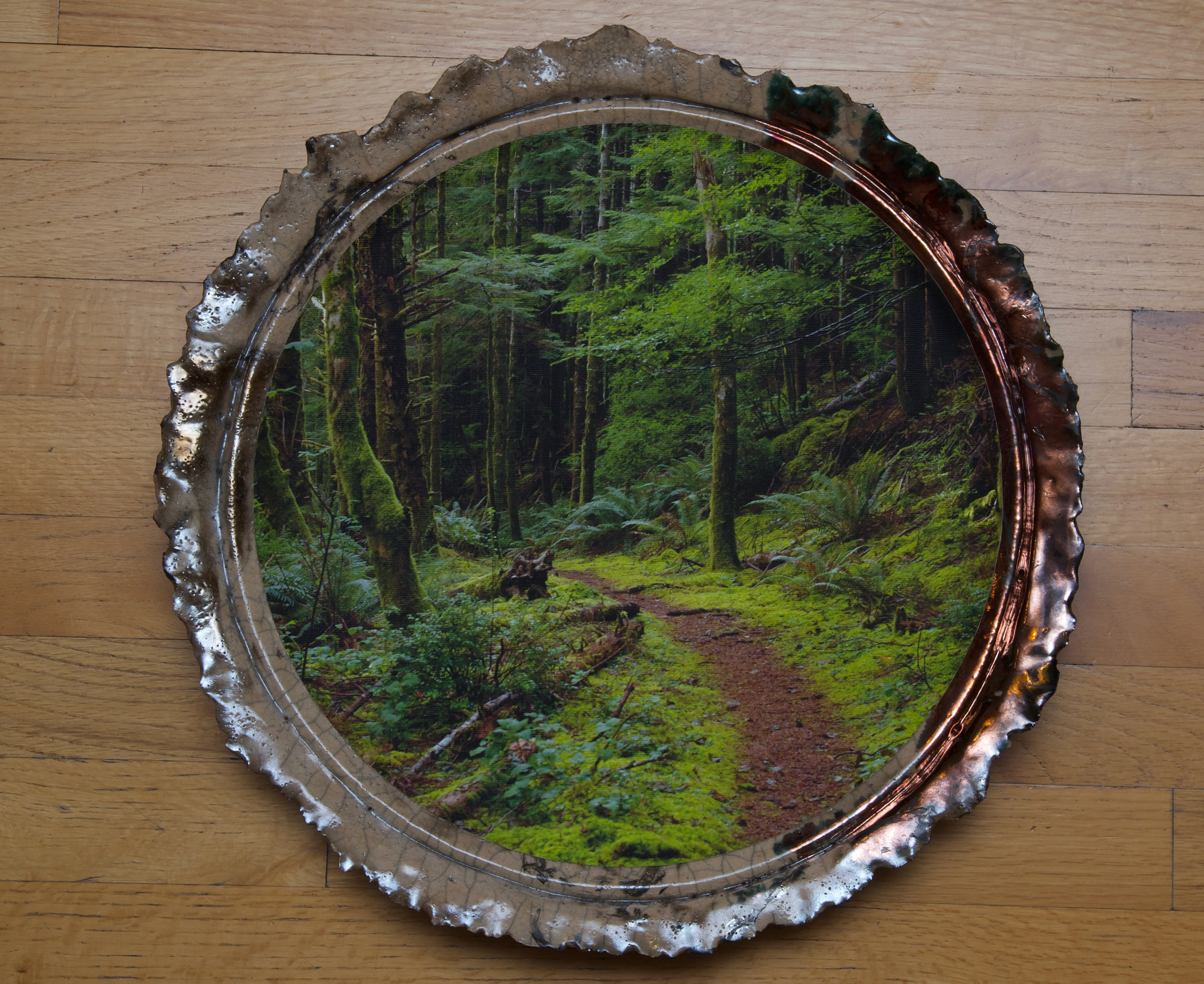 Wheel-thrown platter, raku fired, canvas print