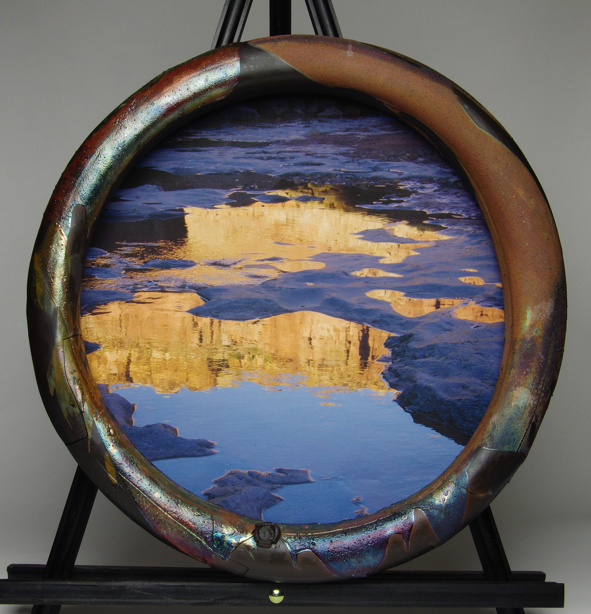 Wheel-thrown form, raku fired, canvas print