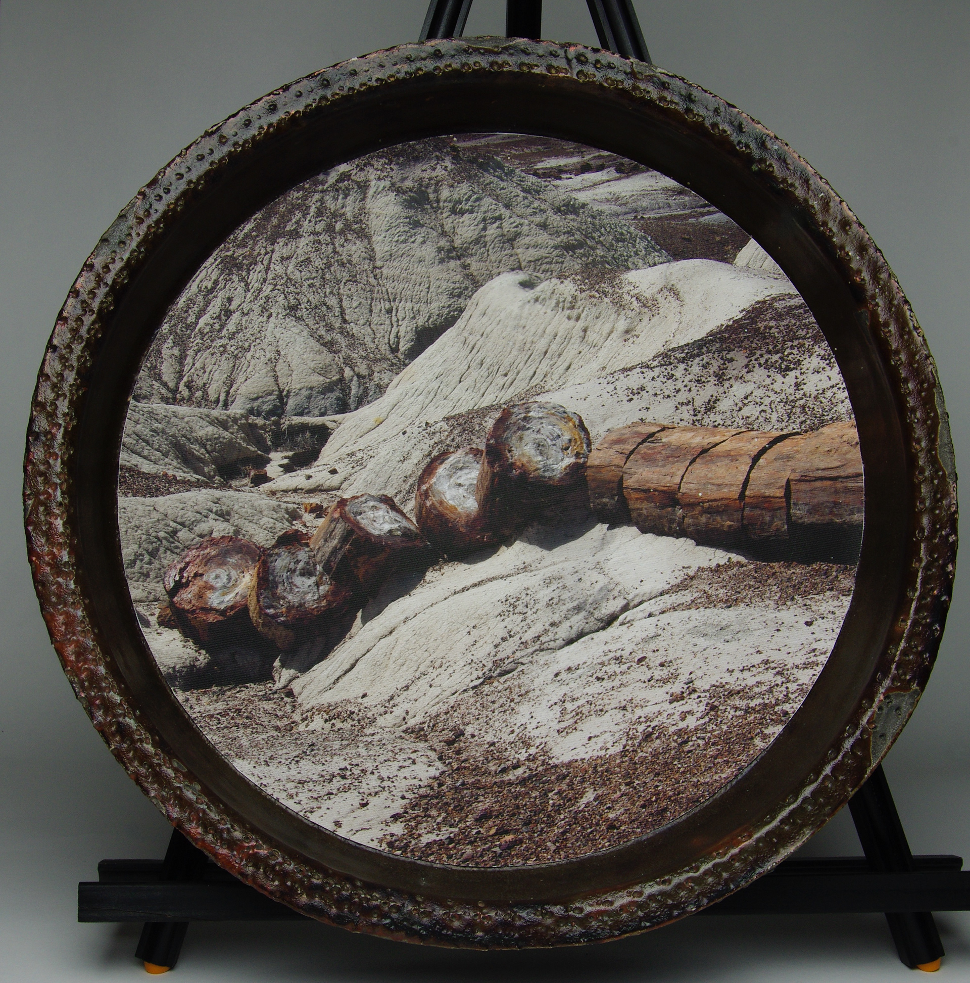 Wheel-thrown platter, rake fired, canvas print