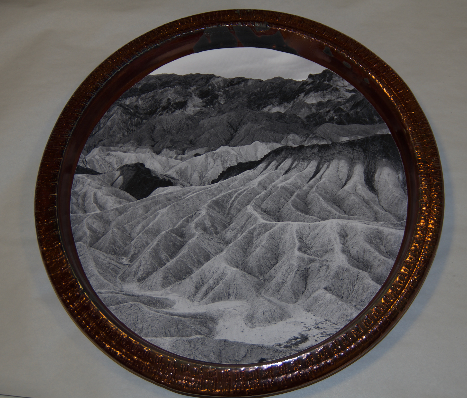 Wheel-thrown platter, raku fired, canvas print